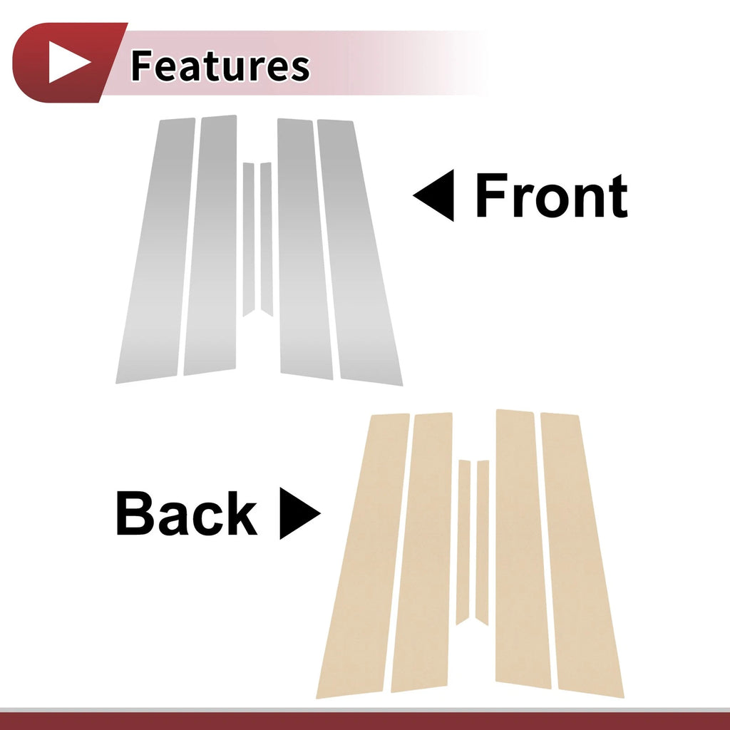 6 Pcs Car Door Pillar Window Trim for Toyota Reiz (2005–2009) Chrome