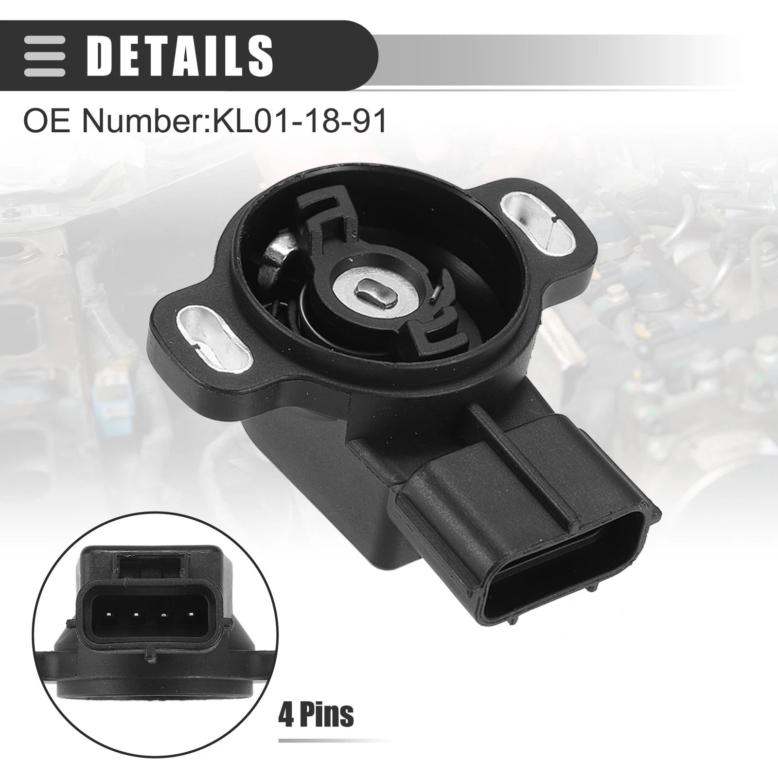 Throttle Position Sensor for Mazda MX-6 (1993–1997) No.KL01-18-911 Black