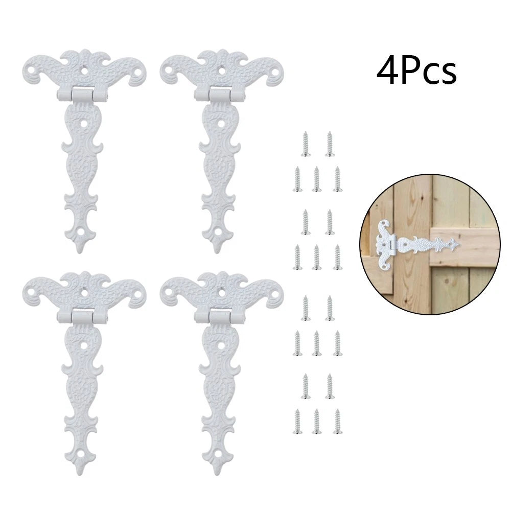 Set of 4 White Cabinet Butt Hinges for Jewelry Chest Toolbox