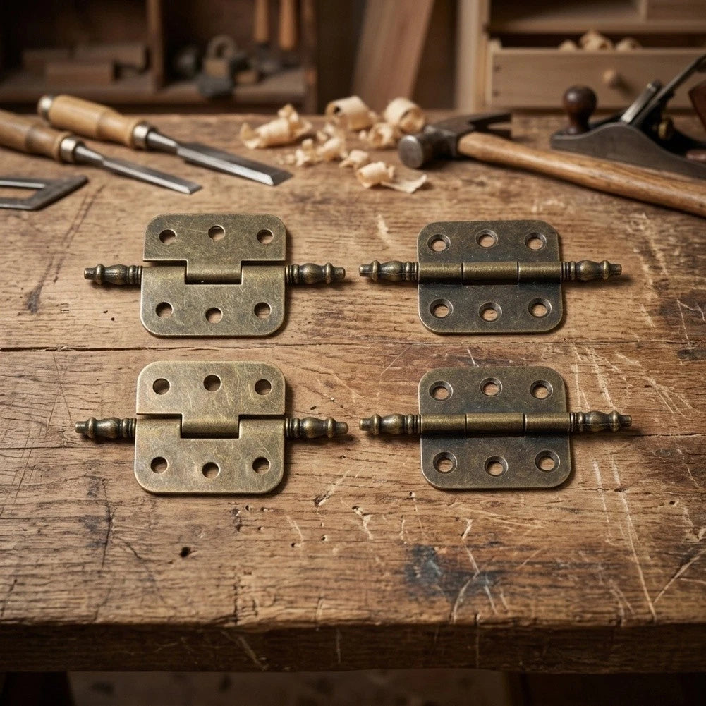 Set of 2 Antique Bronze Crown Hinges for Jewelry Box/Cabinet