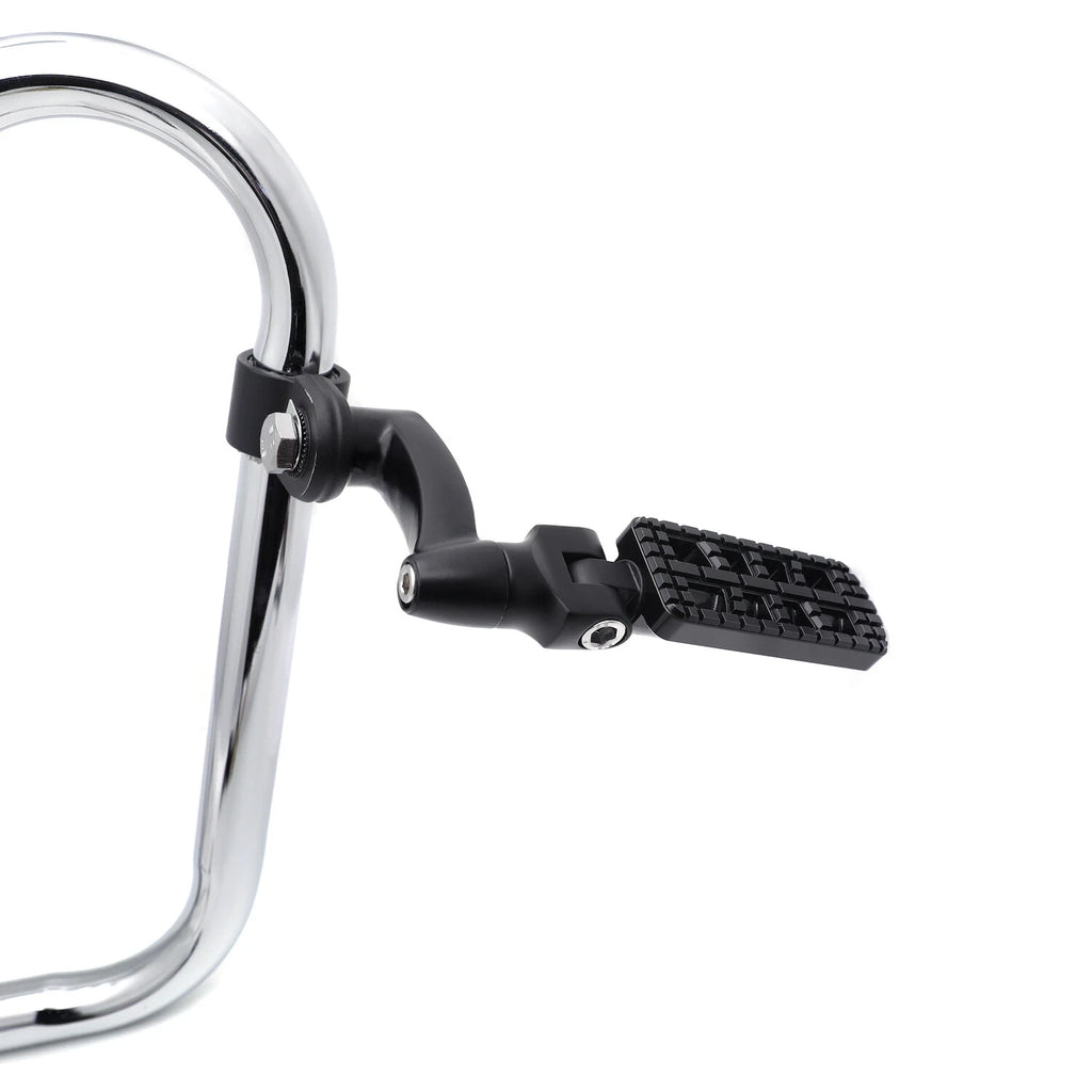 Black Dominator FootPeg 1.25" with Arched Mounting Bracket for Harley Softail