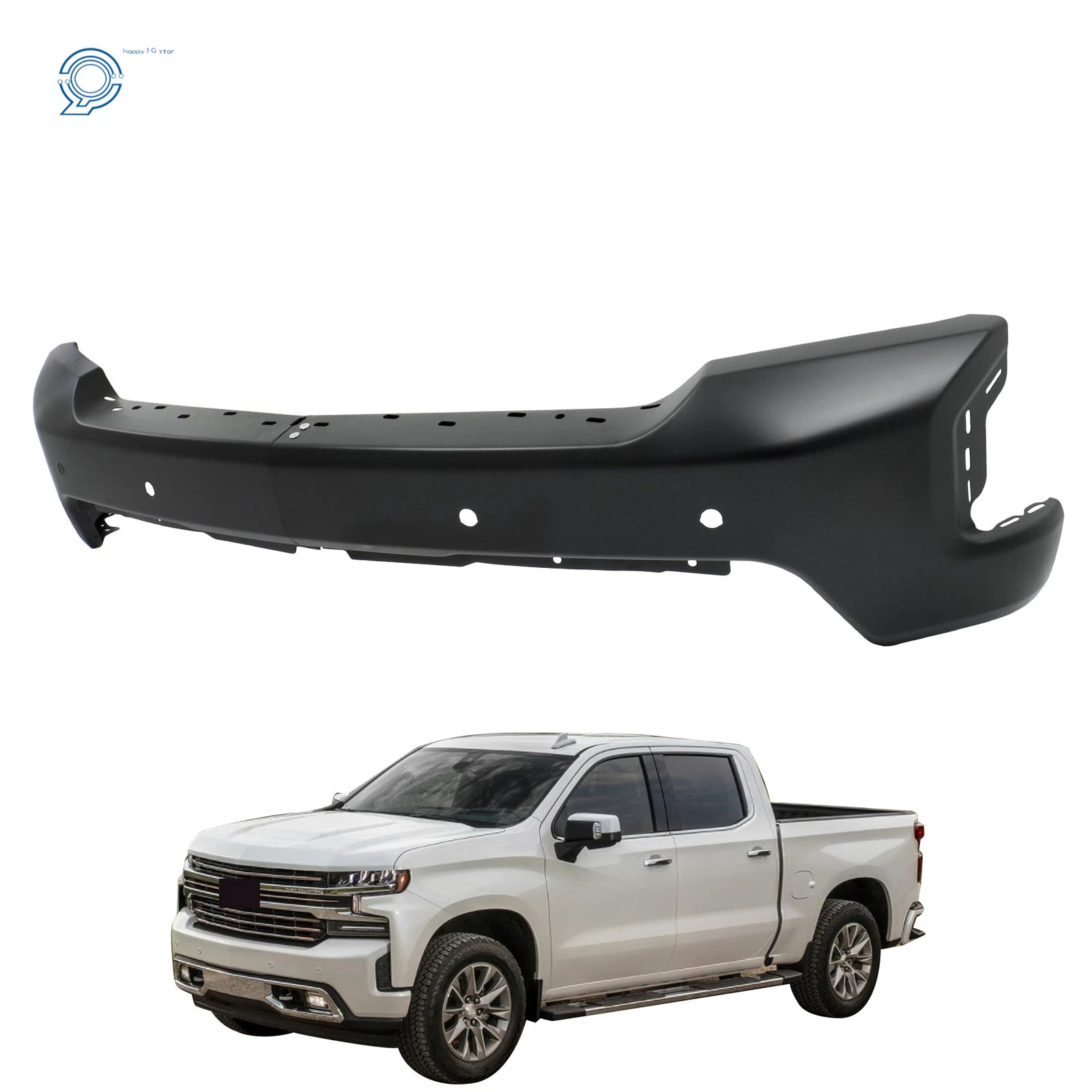 Front Bumper Face Bar with Sensor Holes for Chevy Silverado 1500 (2019–2022)