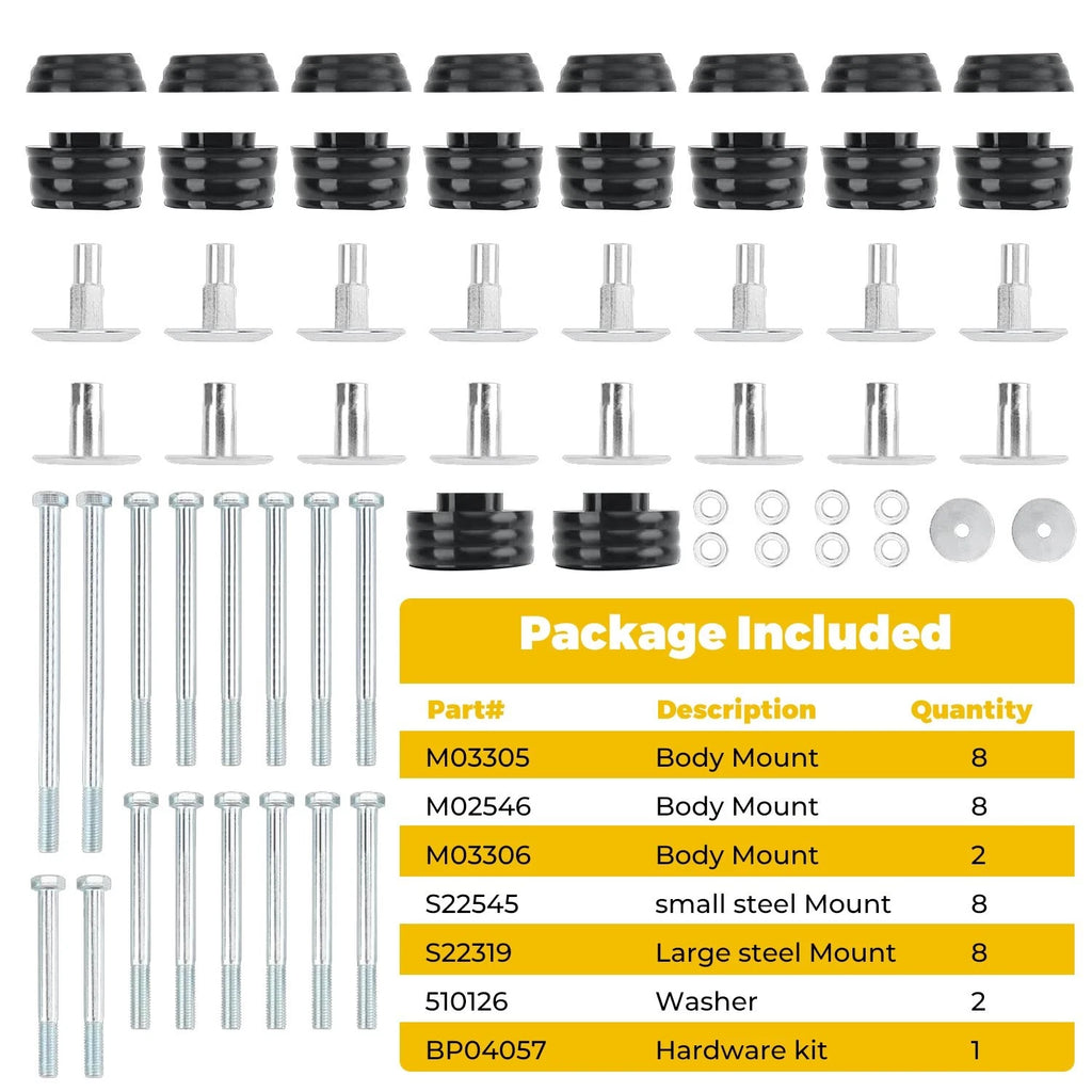 Body Cab Mount Bushings Kit for Ford F250 F350 Super Duty (1999–2007) KF04058BK