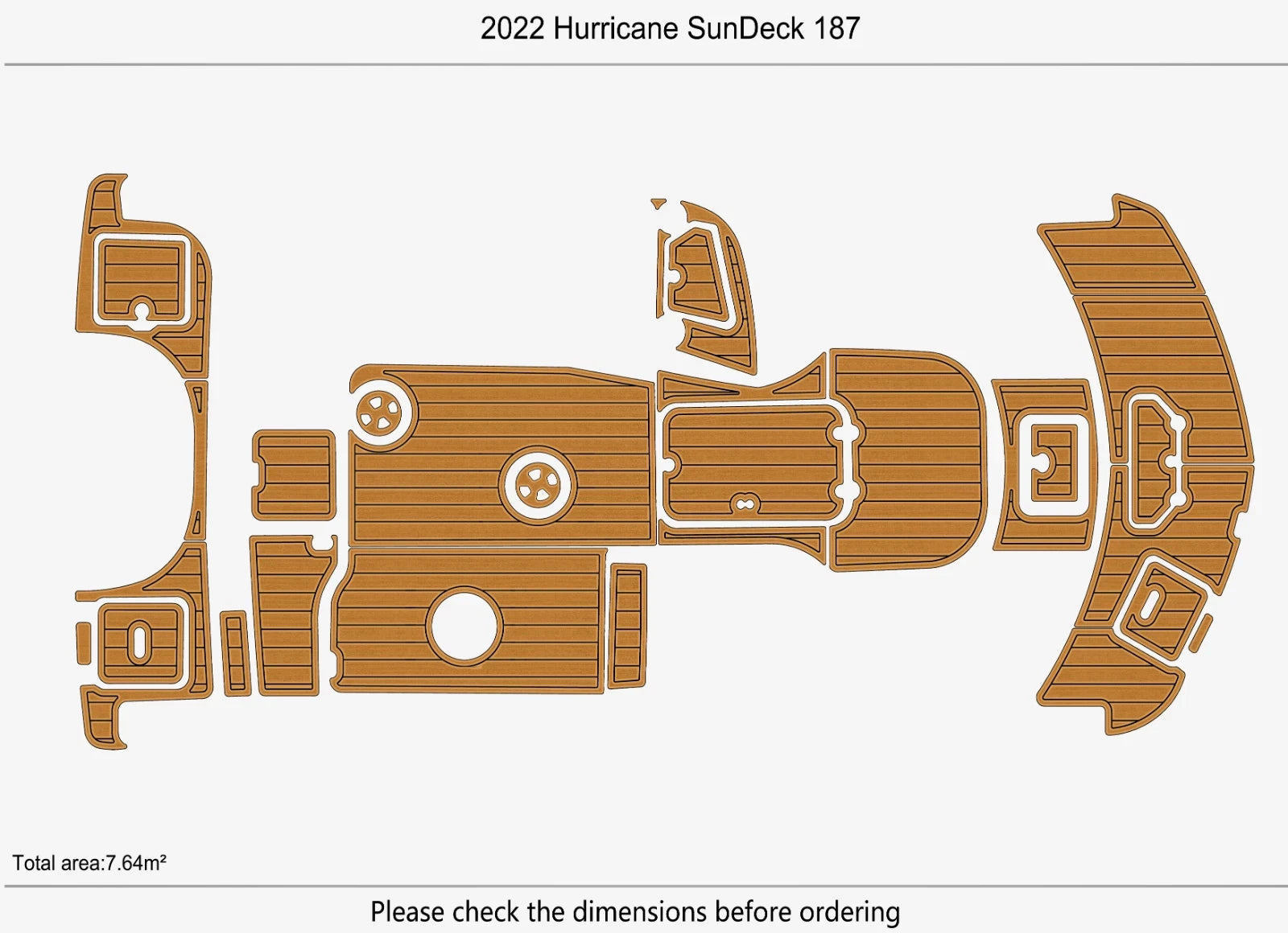 EVA Pad for Hurricane SunDeck 187 (2022) - Cockpit Swim Platform Teak Mat