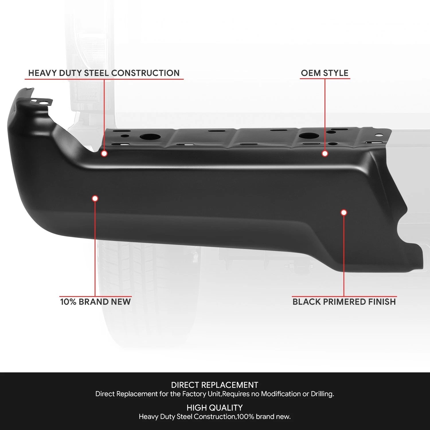 Left Side Rear Bumper End Cap for Ford F-250 SD (2017–2022)