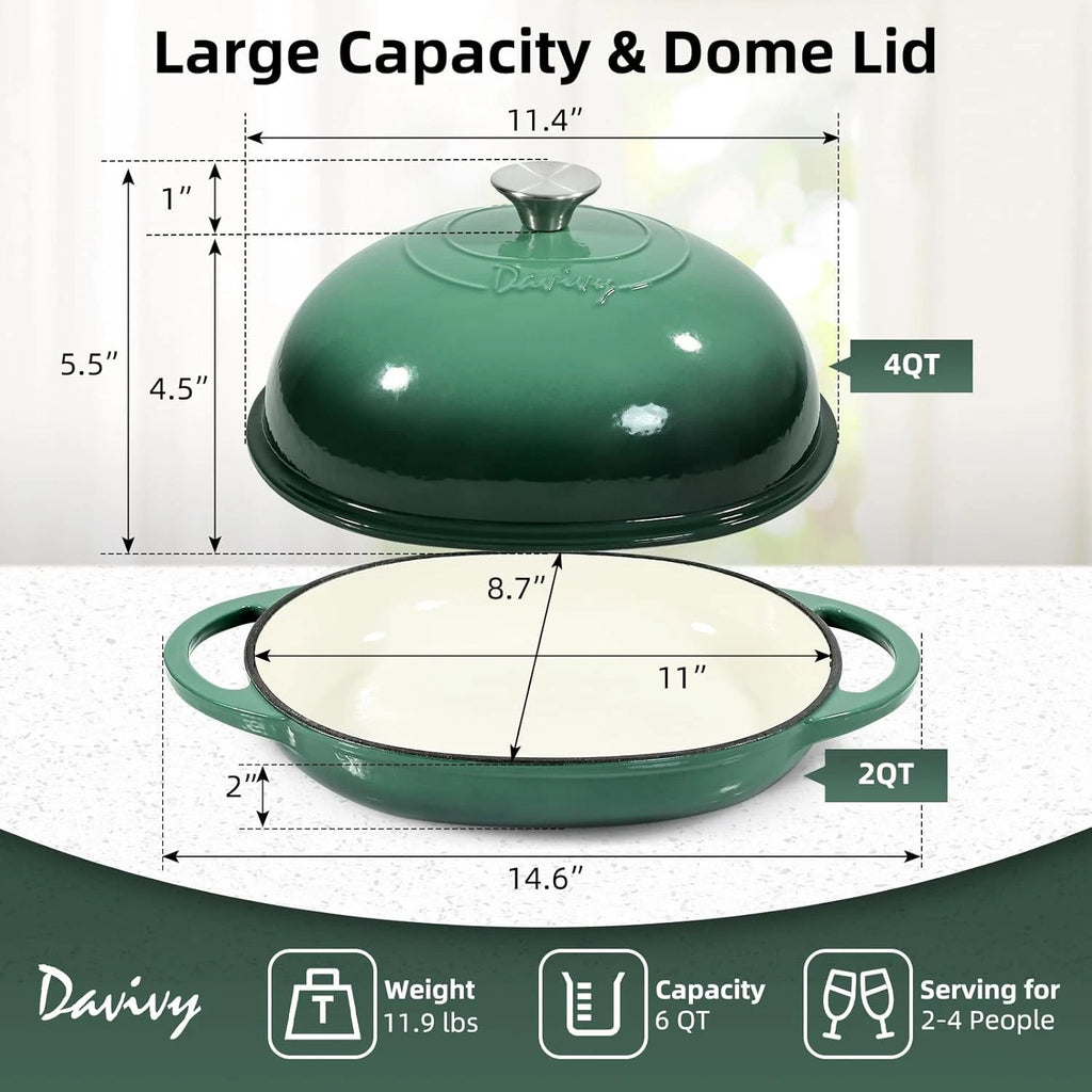 6QT Oval Dutch Oven with Silicone Mitts for Sourdough Bread (2023)