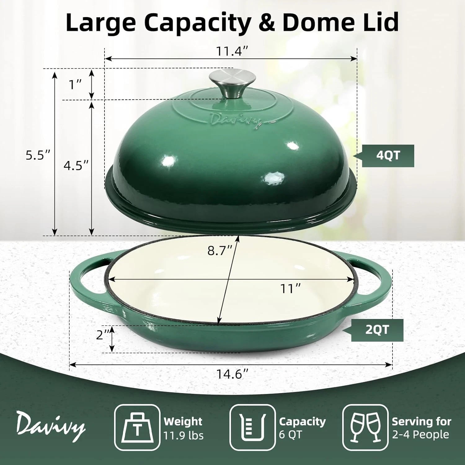 6QT Oval Dutch Oven with Silicone Mitts for Sourdough Bread (2023)