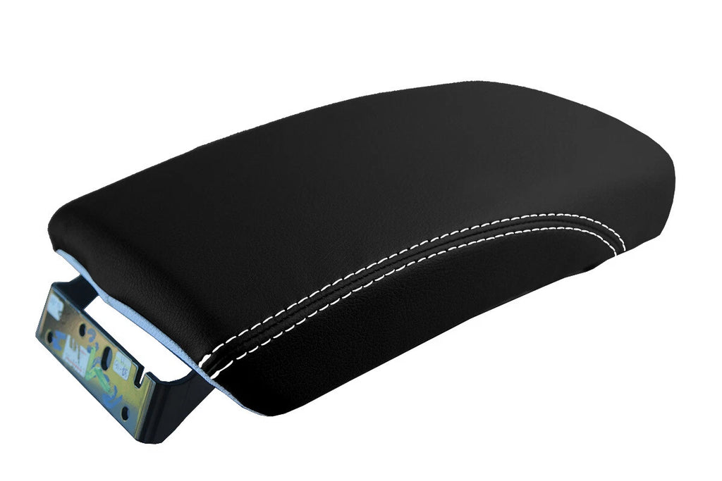 Leather Console Lid Armrest Cover for Nissan Rogue (2014–2016) White Stitch