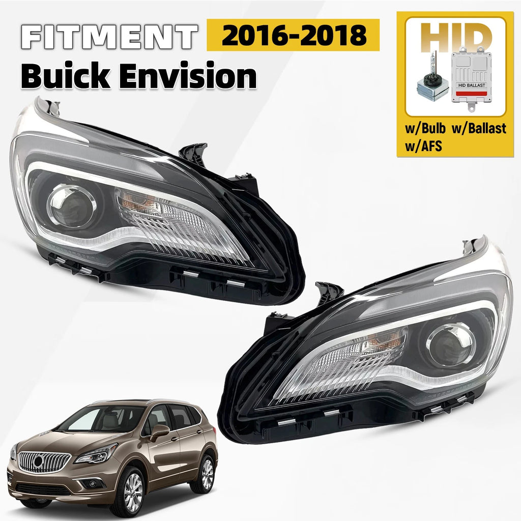 HID Headlight Set for Buick Envision (2016–2018) w/Bulb Ballast AFS Left+Right