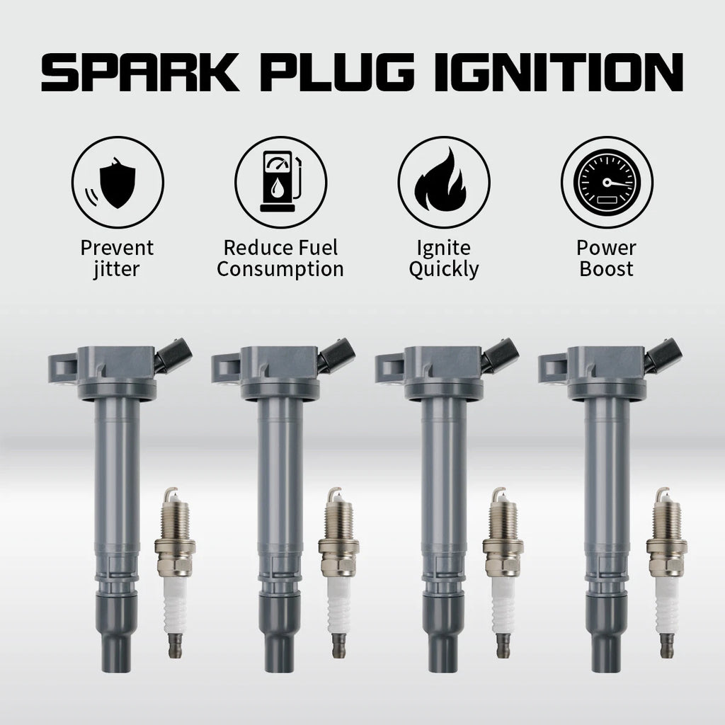 Set of 4 Ignition Coils + 4 Spark Plugs for Lexus GS300 GS350 IS250 LS460 Sequoia (2000–2020)