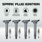 Set of 4 Ignition Coils + 4 Spark Plugs for Lexus GS300 GS350 IS250 LS460 Sequoia (2000–2020)