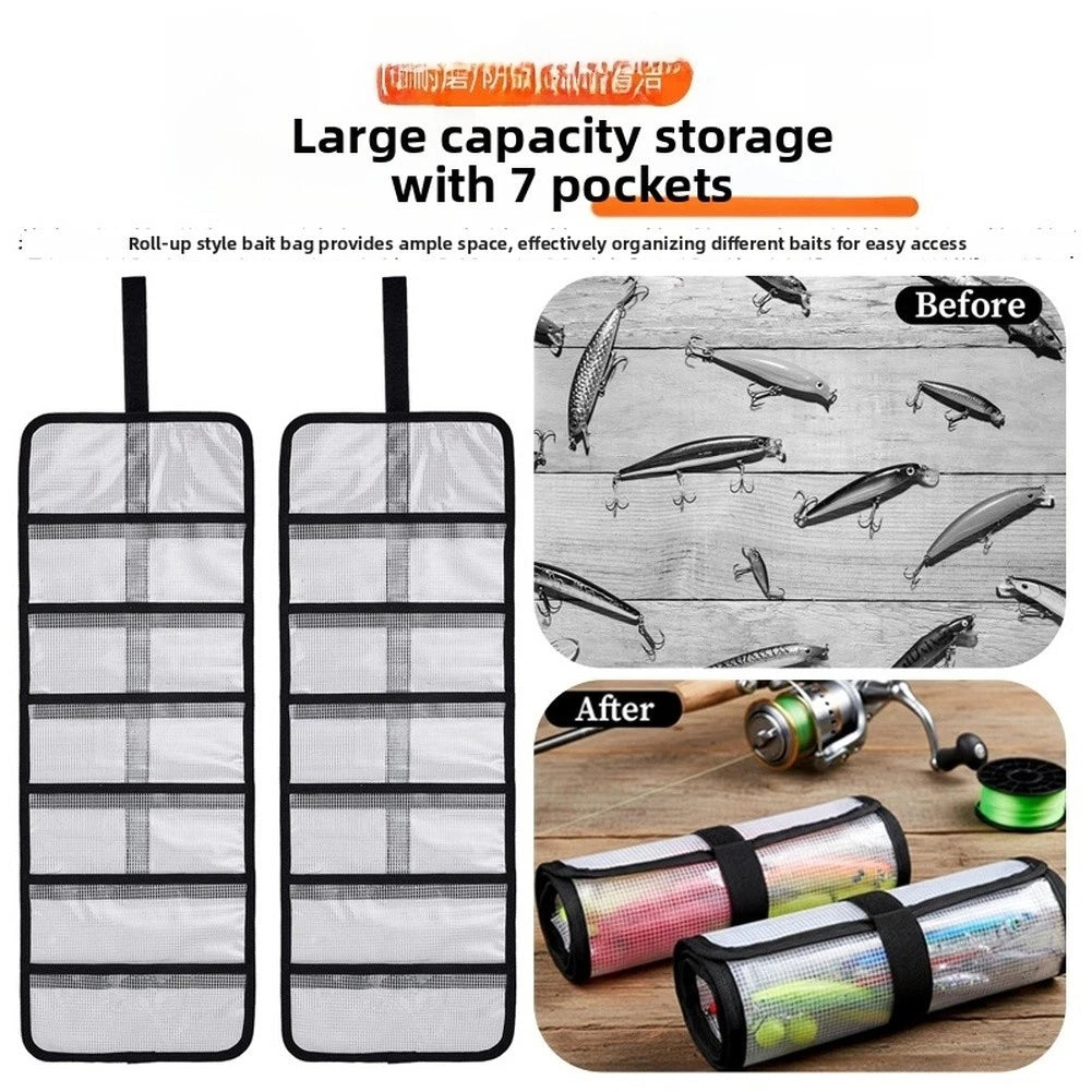 Transparent PVC Lure Tackle Bag with Roll Up Function and 7 Pockets