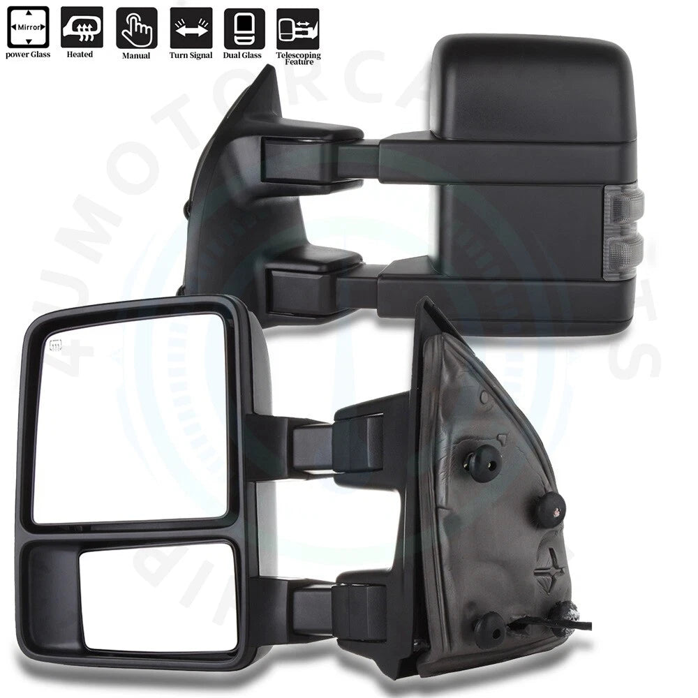 Power Heated Smoke Tow Mirrors for Ford F250/F350/F450 (1999–2007)