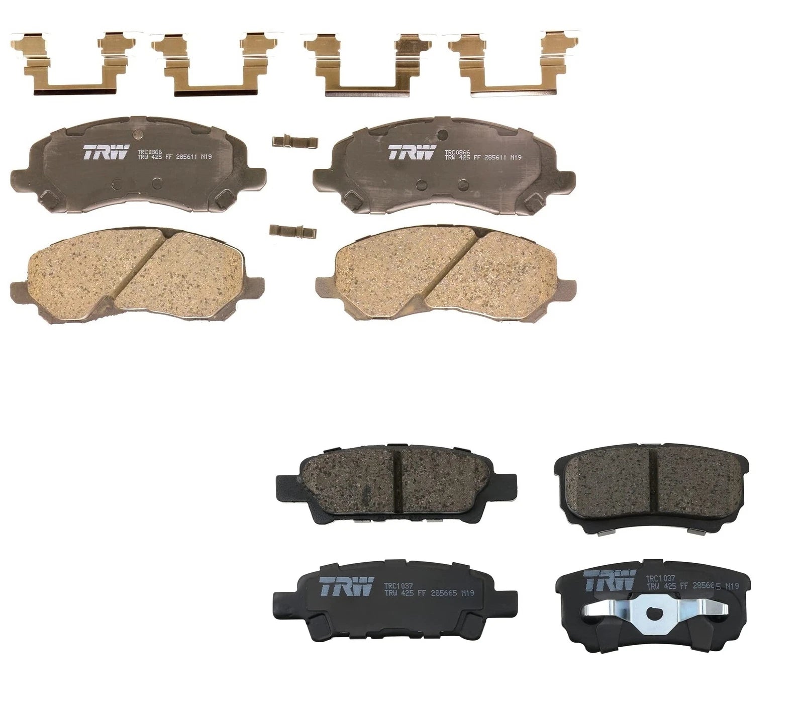 Set of 4 TRW Pro Ceramic Brake Pads for Mitsubishi Chrysler Dodge Jeep