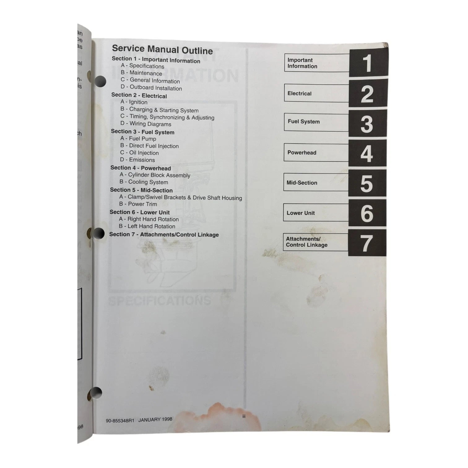 Service Manual for Mercury Mariner Outboards 90-855348R1 (1998)