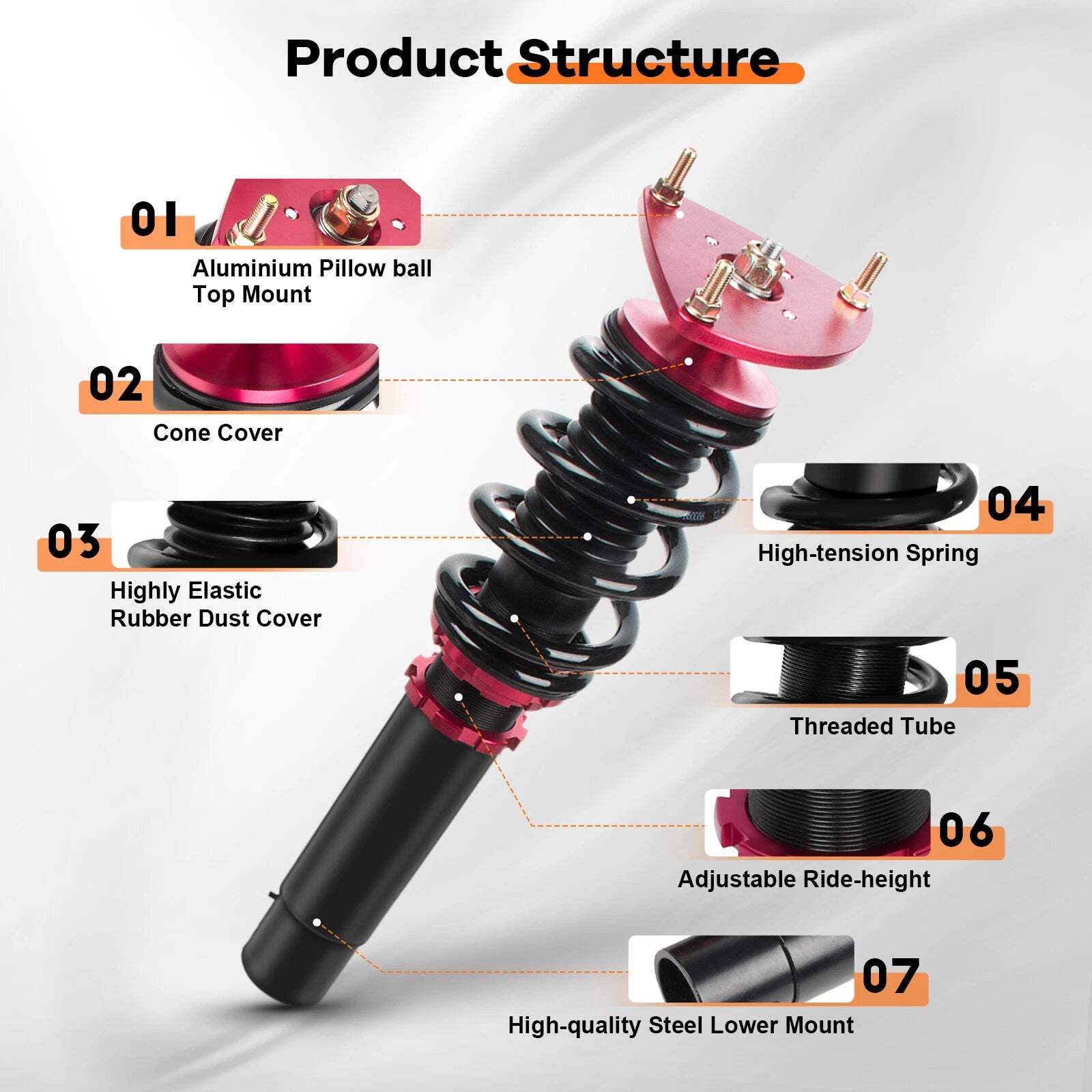 Coilovers for Mazda 3 (2004–2009) Adjustable Height Struts Shock Suspension