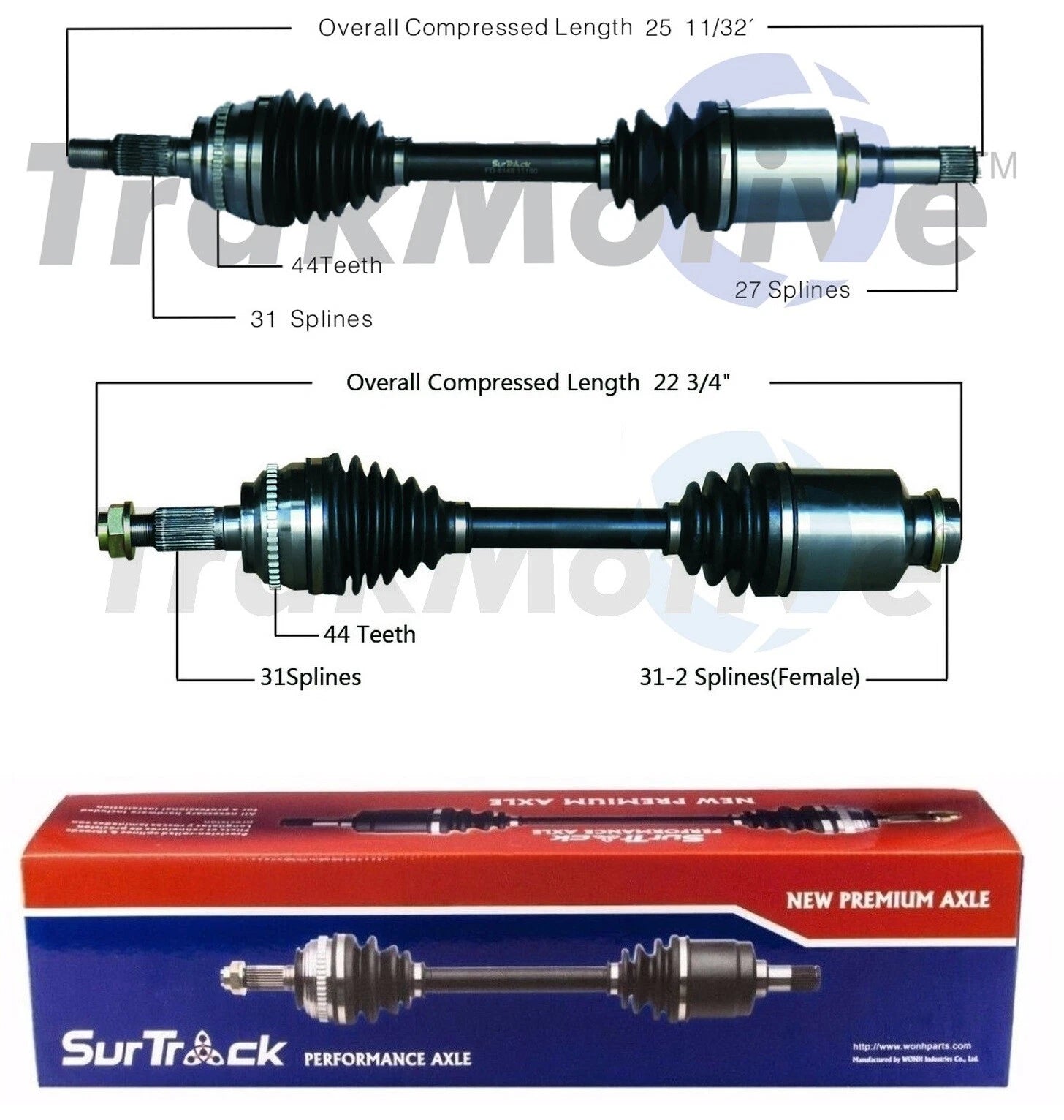 Set of 2 Front CV Axle Shafts for Ford Edge Lincoln MKX (2015–2020)