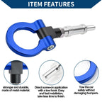 Tow Hook Ring 23.0cm for Honda S2000 (2000-2009) - Metal Towing Hook, Blue