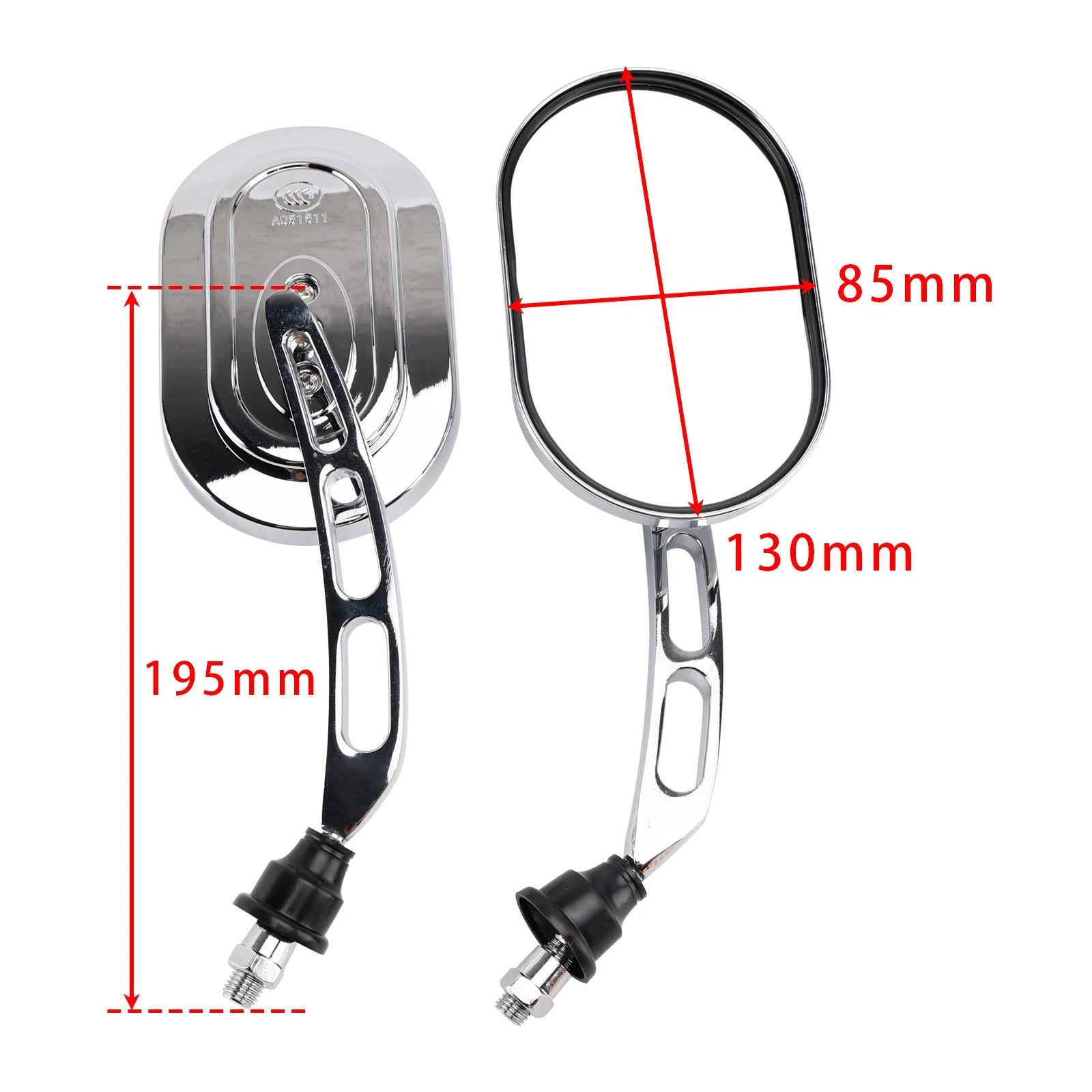 Chrome Rearview Mirrors for M10 Metric Motorbike