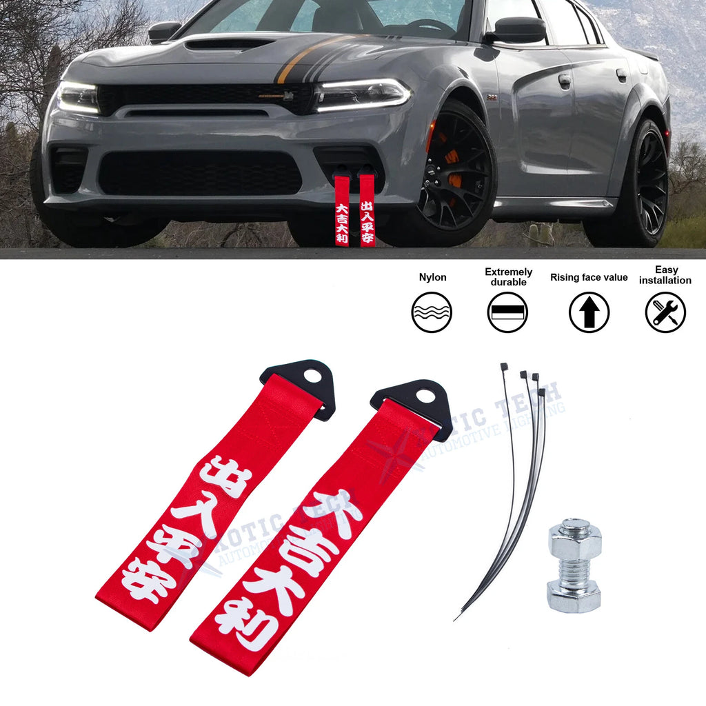 Sporty Red Nylon Bumper Towing Strap Tools for Dodge Grand Caravan (2011–2020)