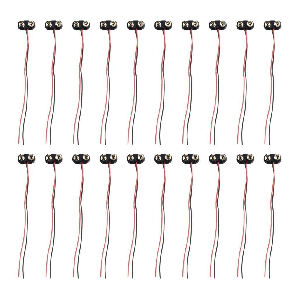 20pcs 9V Battery Clip Connector T Type Black