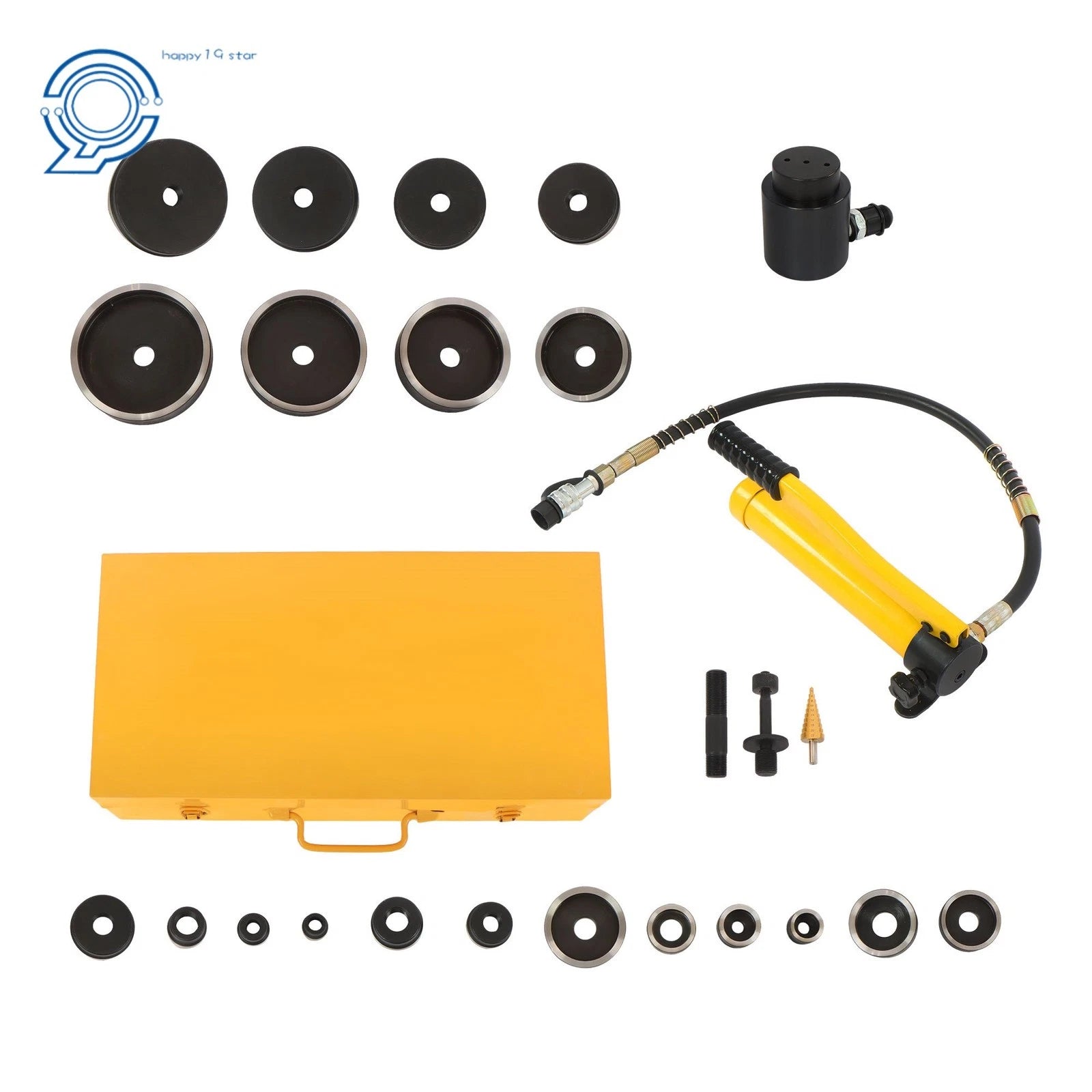 15 Ton Hydraulic Knockout Punch Driver Tool Kit with 10 Dies (1/2" - 4")