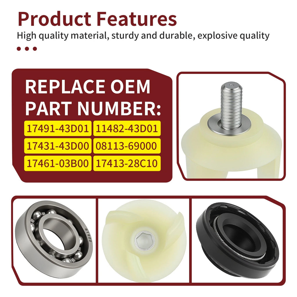 Water Pump Shaft Gear Impeller Gaskets Seals for Suzuki RM125 RM125S (1992–2000)