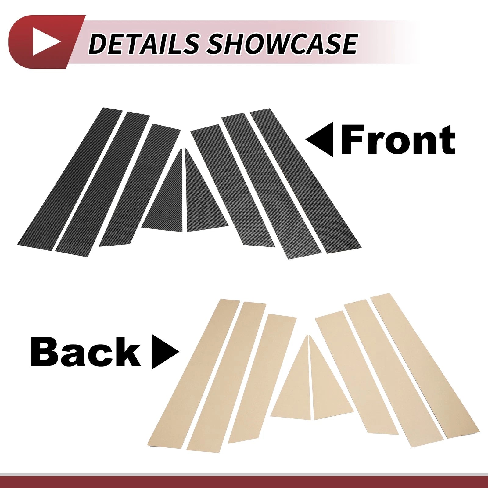 8 Pcs Door Pillar Window Trim for Nissan Rogue (2014–2020) Carbon Fiber Black