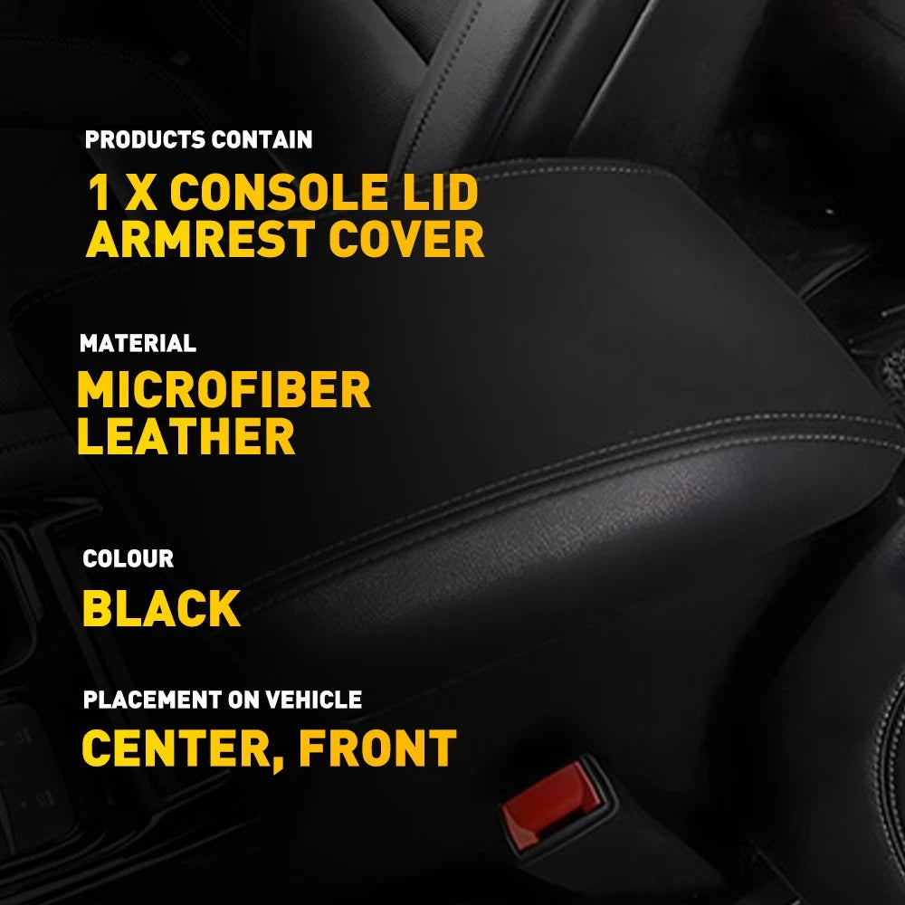 Black Leather Center Console Armrest Cover for Ford Explorer (2020–2023) EPY