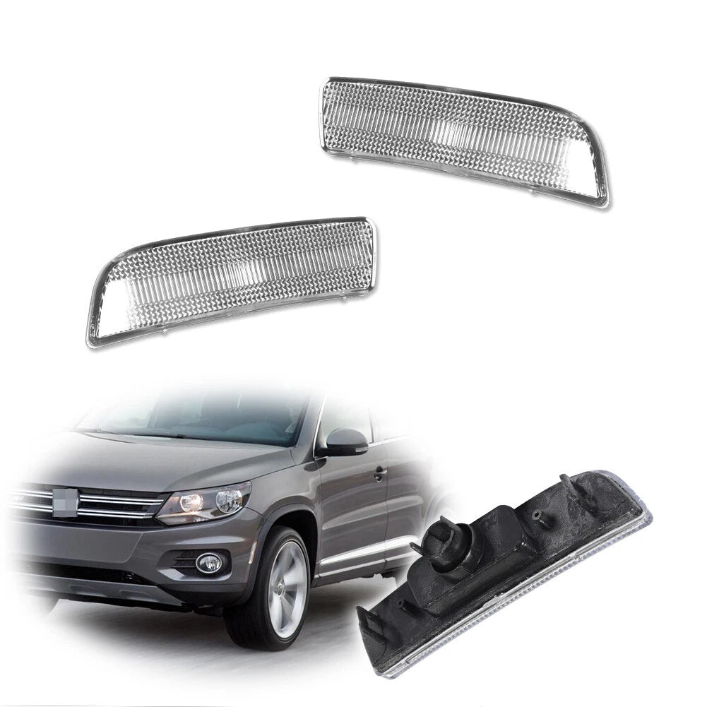 2X Front Fender Bumper Side Marker Reflector Light Clear for VW Tiguan (2009–2017)