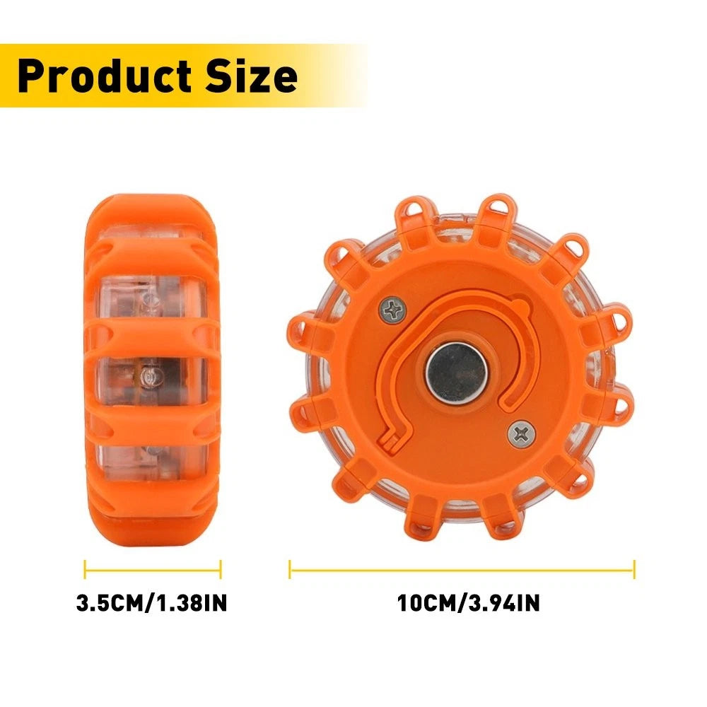 Set of 6 LED Road Flares Emergency Disc Safety Light for Roadside Use