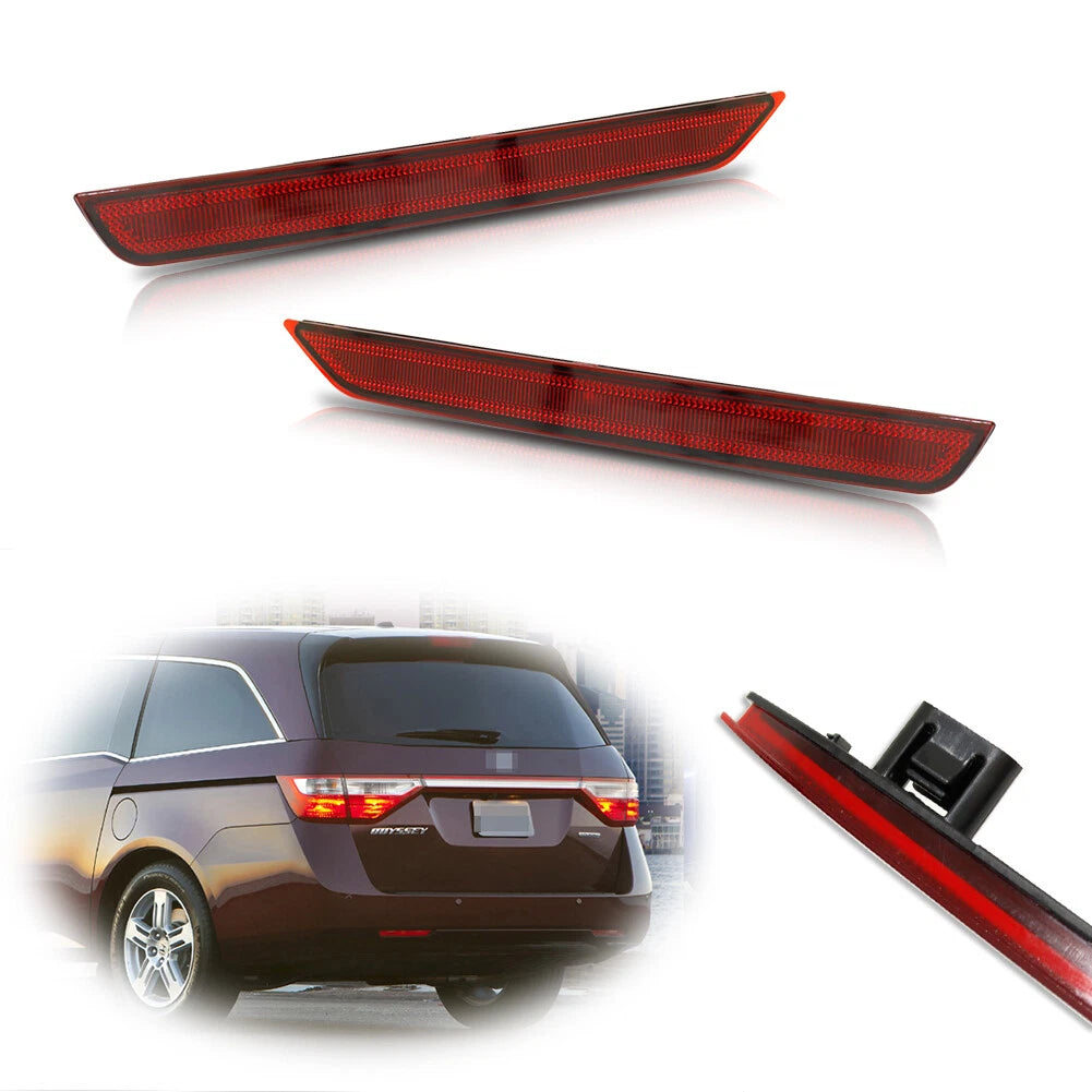 Red Lens Rear Bumper Reflectors Light Kit for Honda Odyssey (2011–2017)