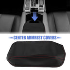 Microfiber Leather Armrest Cover Pad for Honda Civic (2012–2015) Black/Red