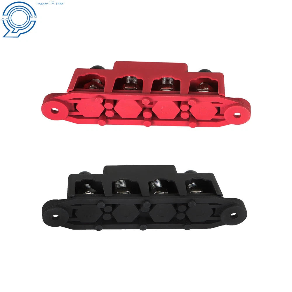 Set of 2 Red and Black Busbars for Power Distribution 12V 250A