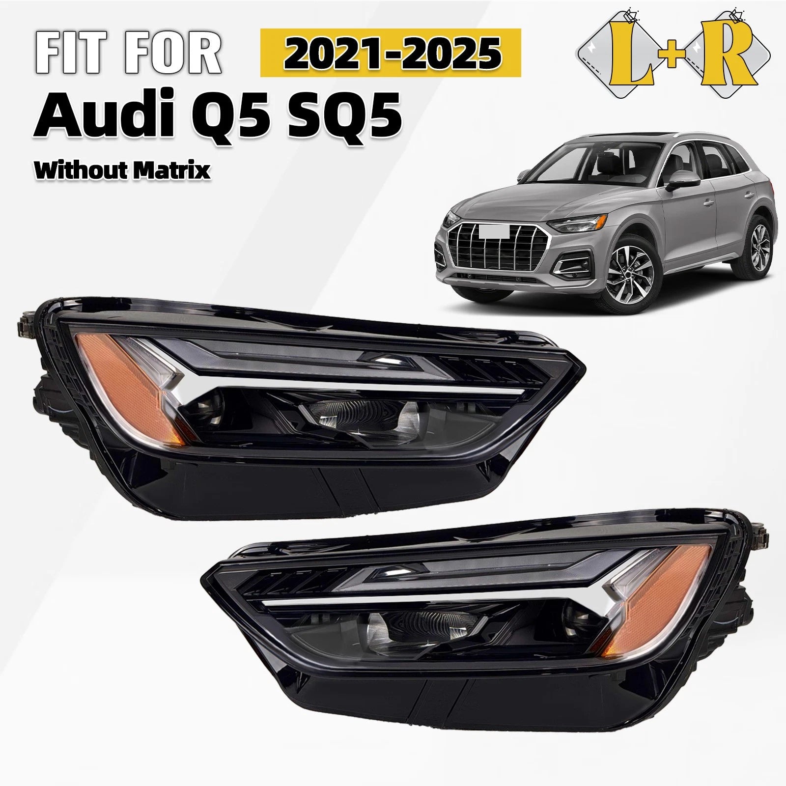Set of 2 LED Headlights for Audi Q5 SQ5 (2021–2025)