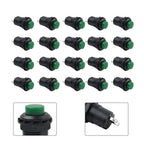 20pcs 12mm Thread Green Cap Push Button Switch ON-OFF for Universal Use