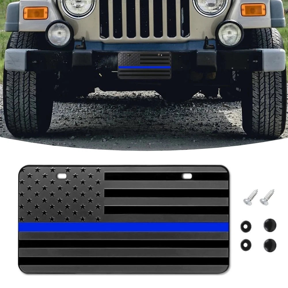 3D American Front Flag License Plate Vanity Gift for Patriotic Embossed