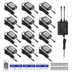 12Pcs Waterproof RGB LED Rock Lights for Car SUV Truck ATV UTV