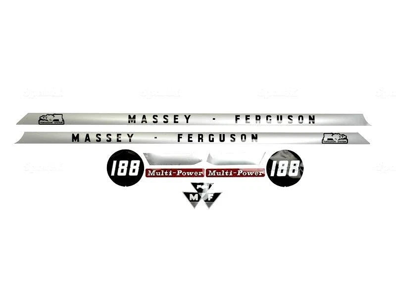 Bonnet Decal Set for Massey Ferguson 188 Tractors