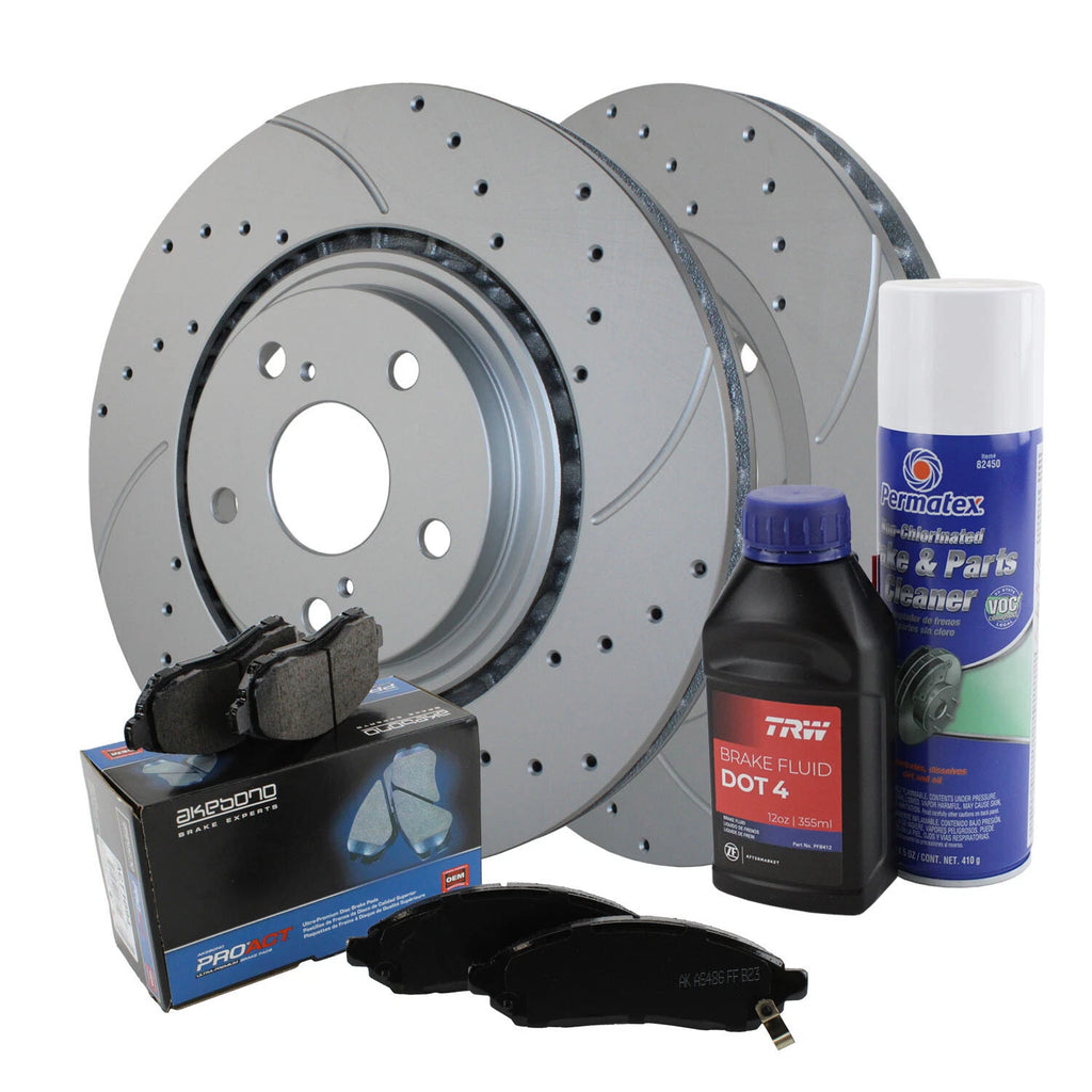 Front Brake Kit 328mm Drilled Rotors Akebono Pads for NX300h (2015–2023)