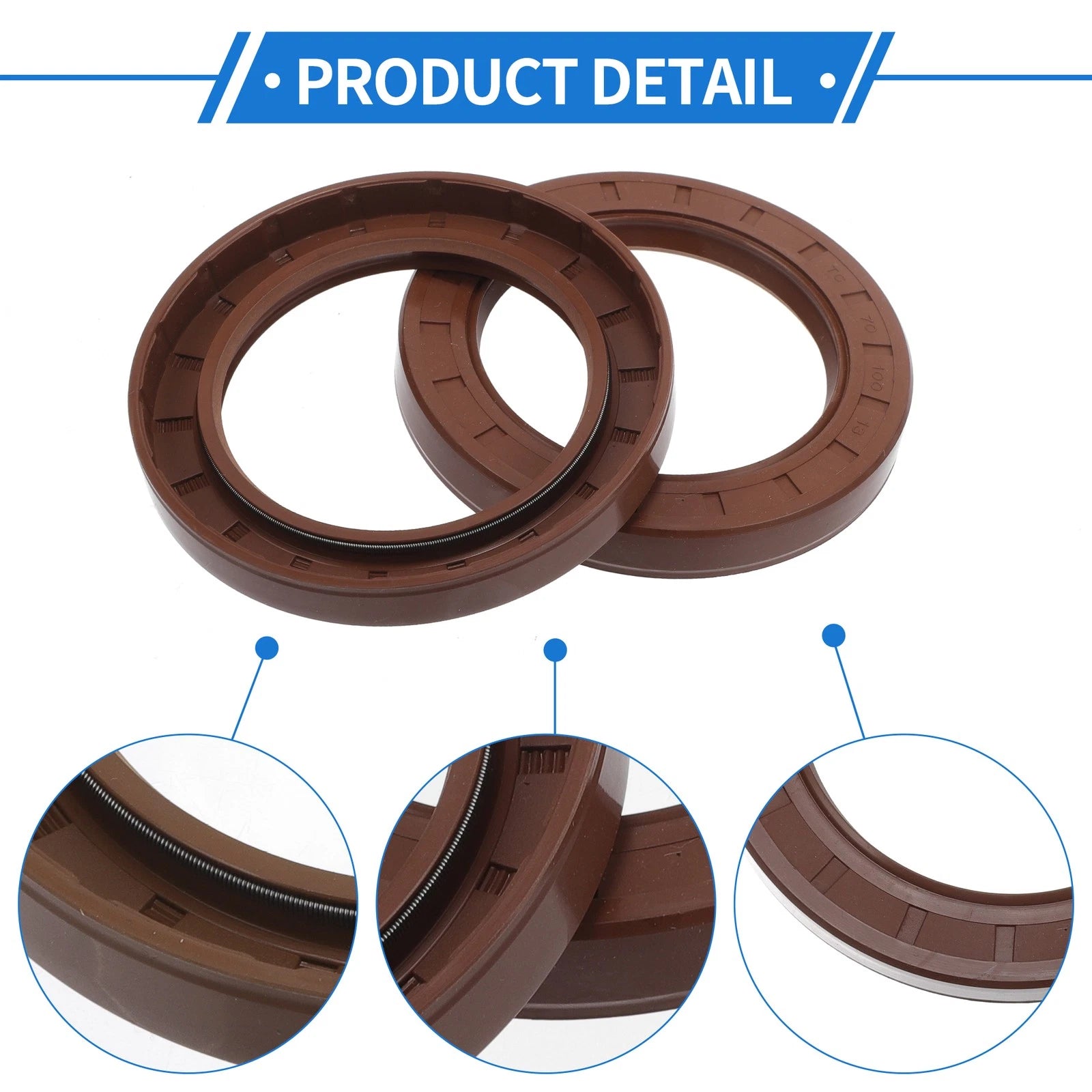 2X Oil Seal Rotary Shaft Seal FKM Rubber 70x100x13mm for Various Models