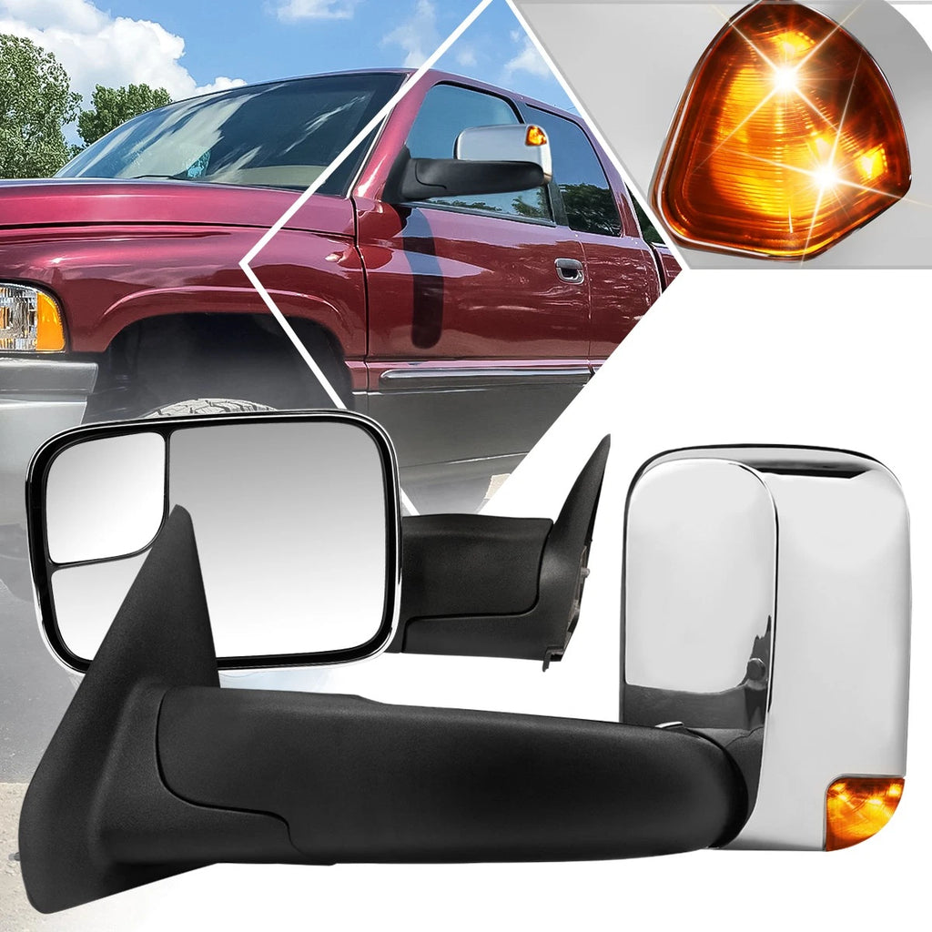 Power Chrome Side Towing Mirror with LED Signal for Dodge Ram 1500-3500 (1994–1997)