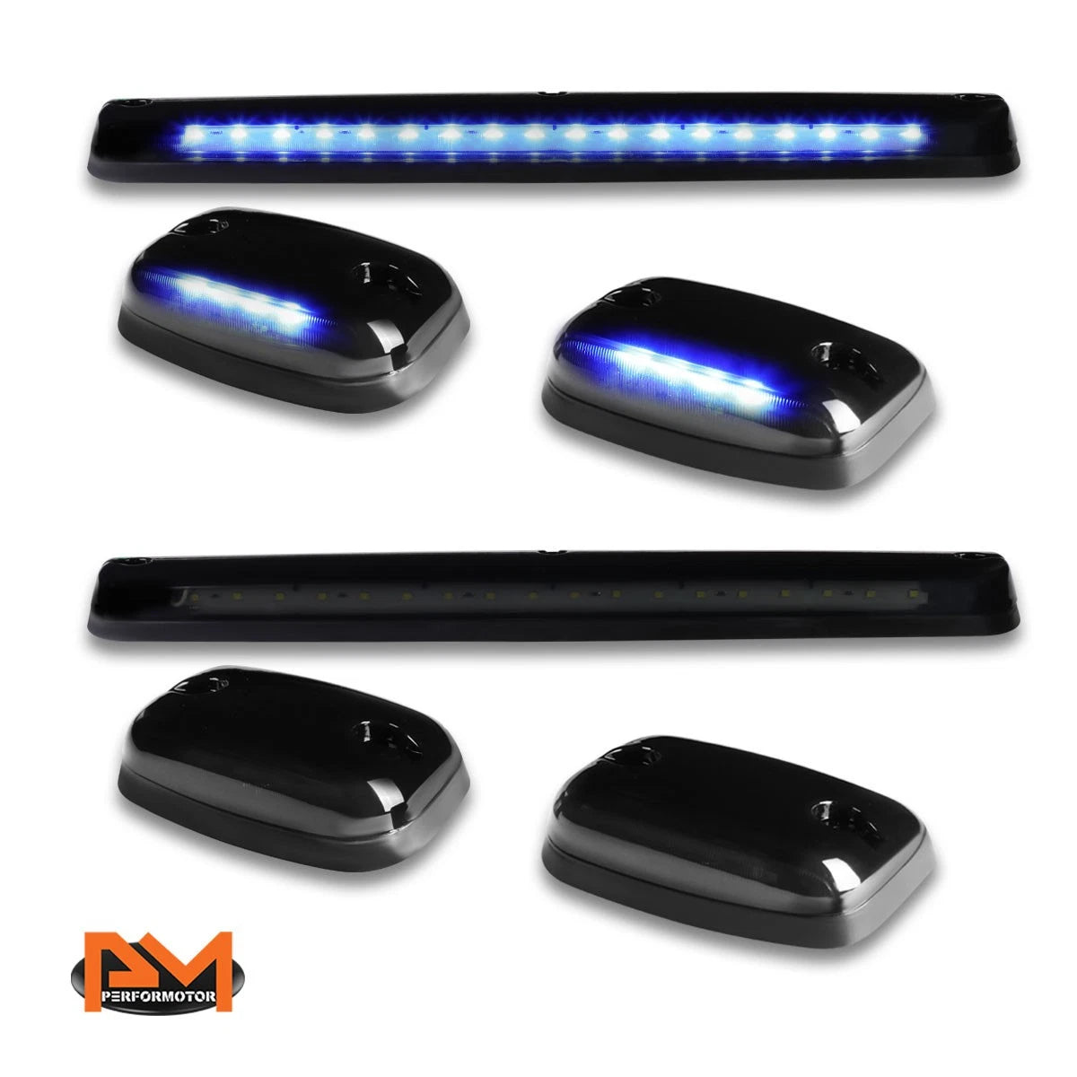 3Pcs Cab Roof Running Light Smoked Housing Blue LED for Silverado/Sierra (2007–2013)
