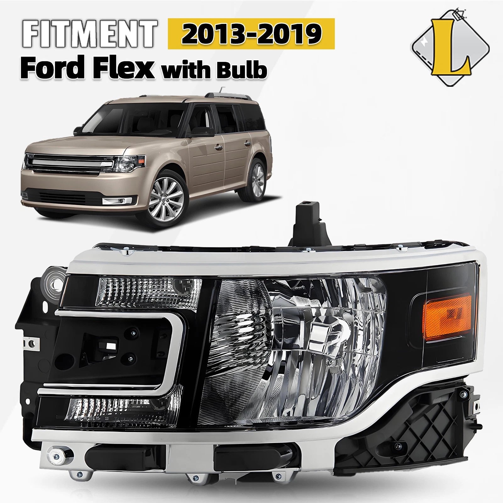 Halogen Headlight for Ford Flex (2013–2019) Left Driver Side DA8Z13008C