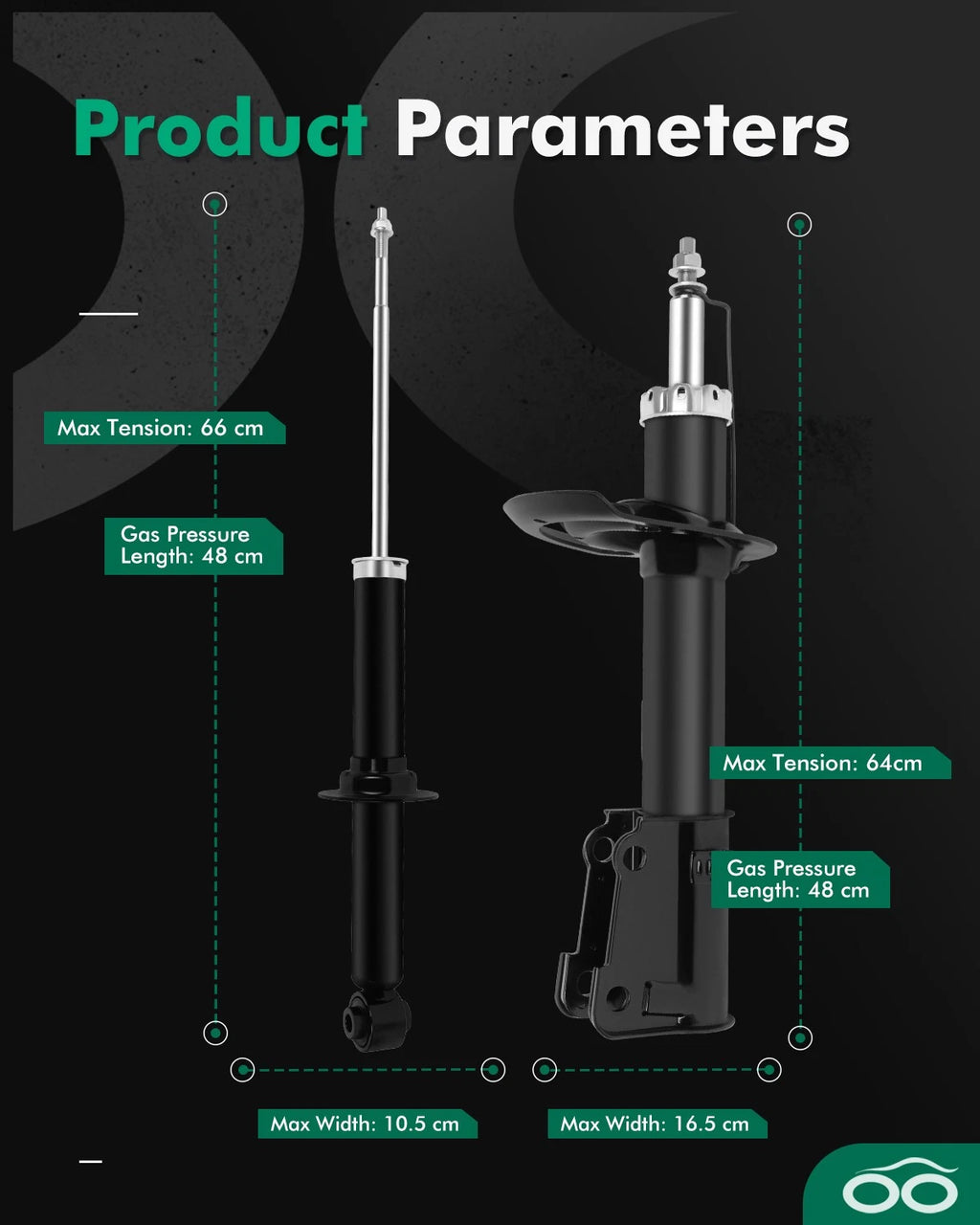Front Rear Shock Absorber Strut Assemblies for Dodge Journey (2009–2010)
