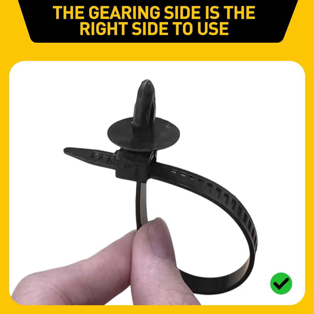 Set of 100 Cable Ties for Automotive Wiring Harness Fastening