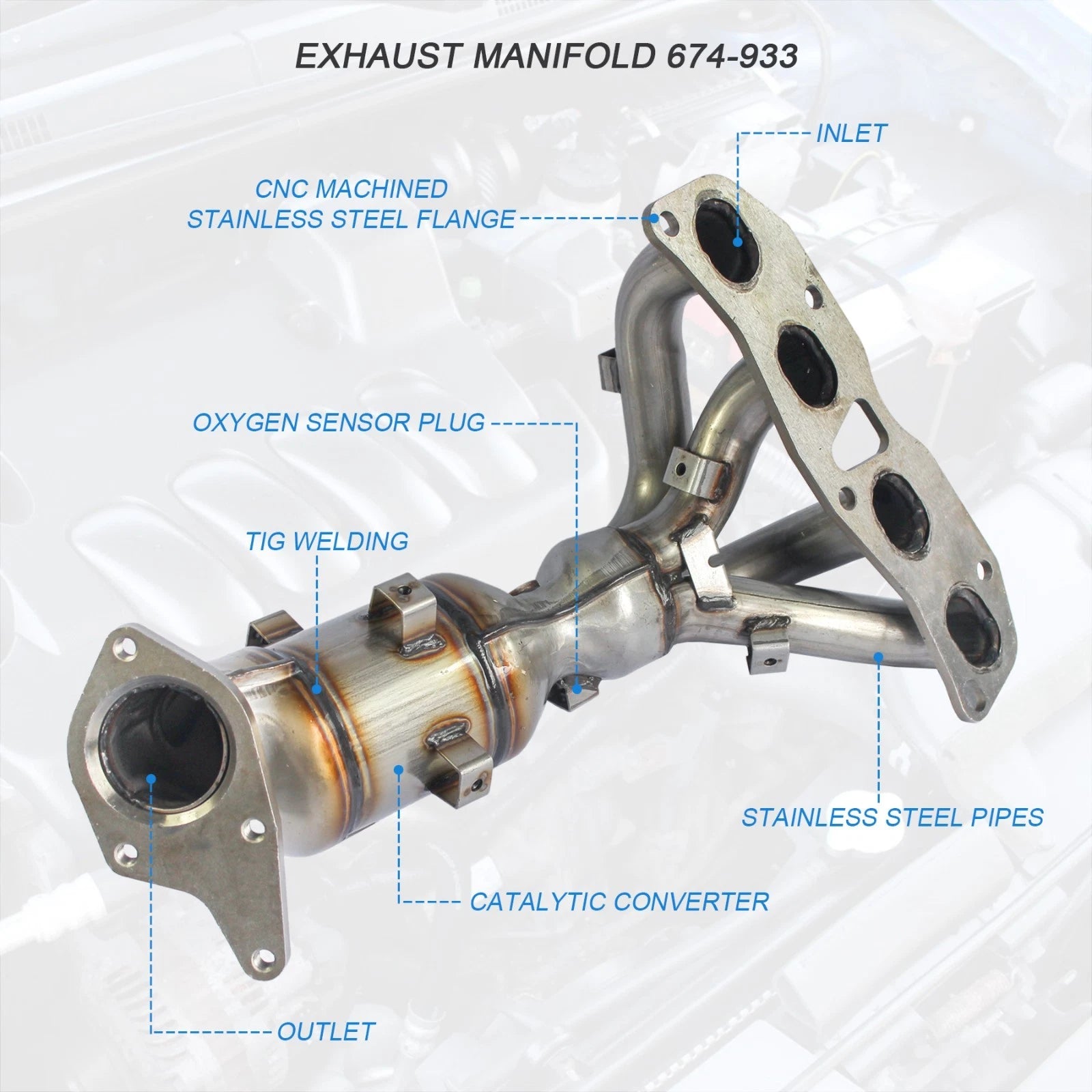 Exhaust Manifold with Catalytic Converter for Nissan Altima (2007-2013)