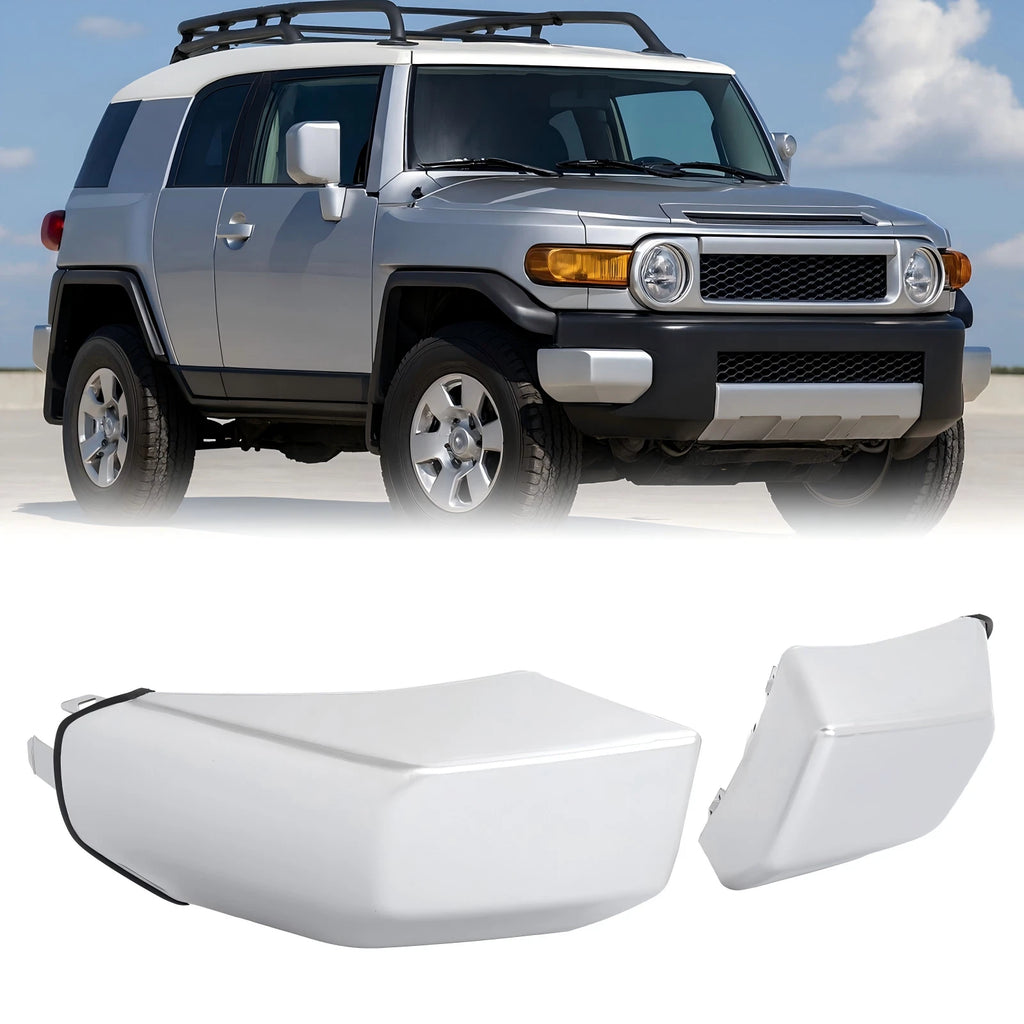 Set of 2 Silver Front Corner Bumper End Caps for Toyota FJ Cruiser (2007–2014)