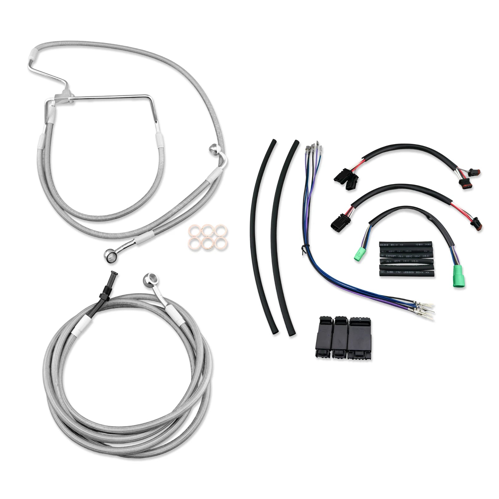 12" Chrome Extended Brake Line for Harley Road King, Street Glide, Road Glide