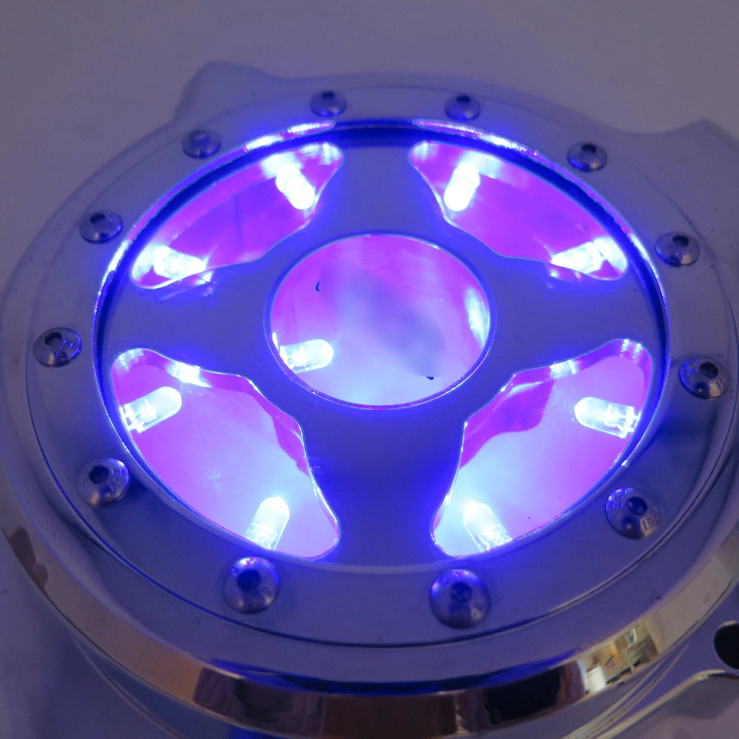 Chrome Left Engine Stator Cover with Blue LED for Honda CBR 600RR (2003–2006)